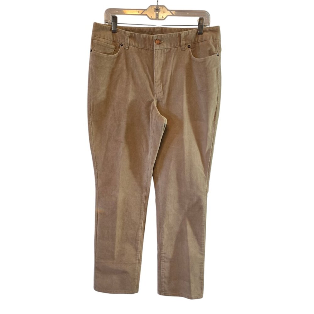 L.L.BEAN FAVORITE FIT COTTON CORDUROY PANTS TAN SIZE 12 5 POCKET STYLE